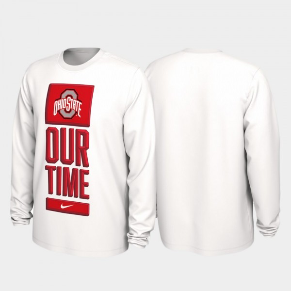 Ohio State Buckeyes Men's Our Time Bench Legend 2020 March Madness White College Football T-Shirt 2404UUCL4